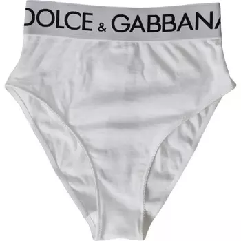Белое хлопковое эластичное нижнее белье с фирменным логотипом Dolce & Gabbana