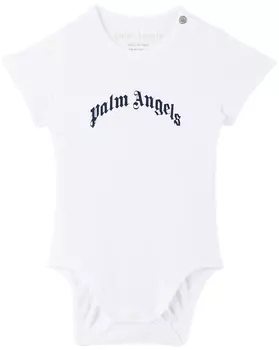 Белое хлопковое боди для малышей Palm Angels