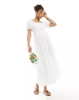 Белое хлопковое платье миди со шнуровкой на спине ASOS DESIGN