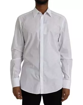 Белое хлопковое платье в горошек GOLD Shirt Dolce & Gabbana