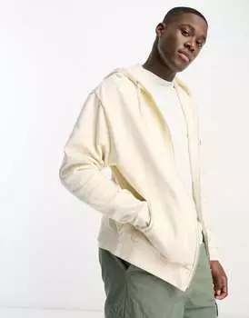 Белое худи оверсайз на молнии ASOS DESIGN