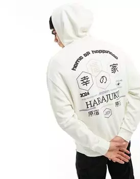 Белое худи оверсайз с объемным принтом ASOS DESIGN