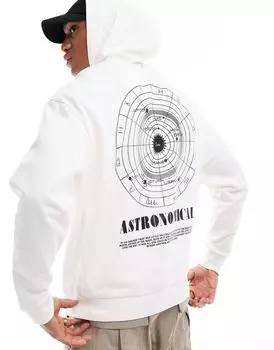 Белое худи оверсайз с принтом спереди и сзади ASOS DESIGN