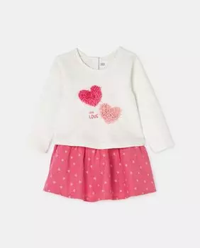 Белое комбинированное платье из плюша El Corte Ingls, фуксия