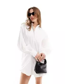 Белое короткое платье-рубашка с объемным краем ASOS DESIGN
