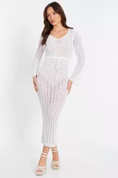 Белое макси-платье крючком QUIZ Clothing