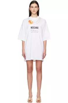 Белое мини-платье для завтрака «Moschino»