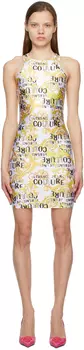 Белое мини-платье с рисунком Versace Jeans Couture