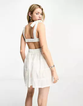 Белое мини-платье с завязками Reclaimed Vintage Prairie