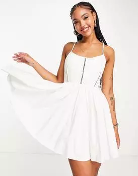 Белое мини-платье со шнуровкой на спине ASOS DESIGN Premium со структурированным корсетом