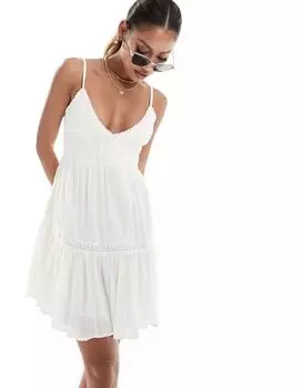 Белое многоярусное мини-платье River Island