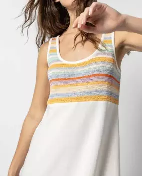 Белое мульти-платье макси со вставками крючком Lilla P