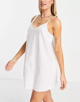 Белое ночное платье с вышивкой Topshop