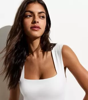 Белое облегающее боди-стринги с квадратным вырезом New Look, белый