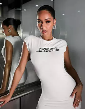 Белое облегающее платье-футболка мини ASOS Weekend Collective