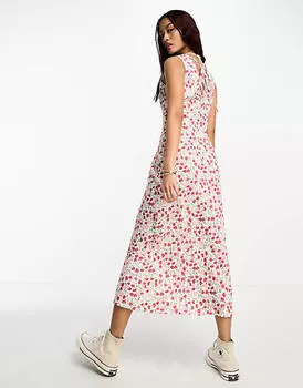 Белое облегающее платье мидакси в винтажном стиле с цветочным принтом Wednesday's Girl