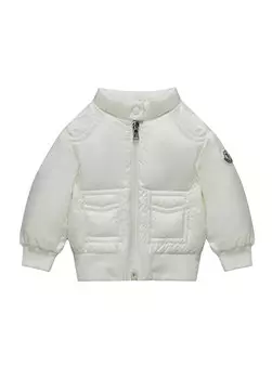 Белое пальто для девочек с логотипом Moncler