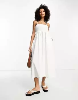 Белое платье-бандо из мягкого денима ASOS DESIGN