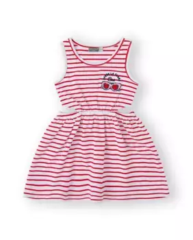 Белое платье для девочки с вырезом и красными полосками Canada House, белый