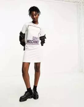 Белое платье-футболка с логотипом Love Moschino
