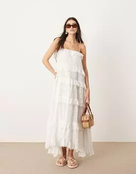 Белое платье макси с бретелями и трапецией ASOS EDITION