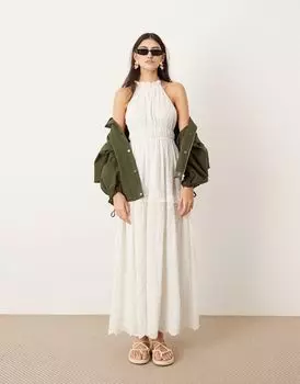 Белое платье макси с открытой спиной и бретельками ASOS EDITION