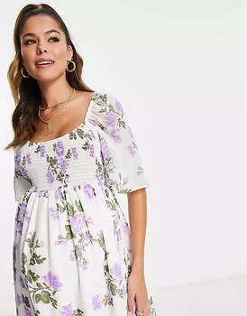 Белое платье макси с овальным вырезом и необработанными краями ASOS DESIGN Maternity