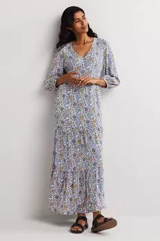 Белое платье макси с рукавами-блузоном Boden, белый