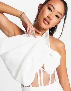 Белое платье миди карандаша с корсажем и корсажем ASOS DESIGN