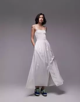 Белое платье миди на пуговицах Topshop