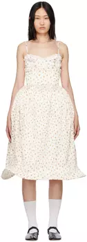 Белое платье-миди с цветочным принтом Shushu/Tong