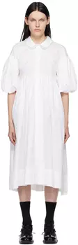 Белое платье-миди с пышными рукавами Simone Rocha