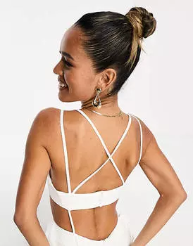 Белое платье миди с вырезами и несколькими бретелями ASOS DESIGN