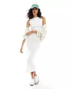 Белое платье миди в рубчик в стиле 90-х годов ASOS DESIGN