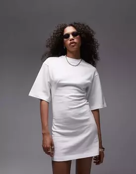 Белое платье мини-футболка премиум-класса со швами Topshop
