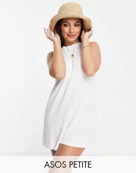 Белое платье мини с присборенным воротником и открытой спиной ASOS DESIGN Petite