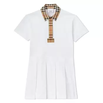 Белое платье-поло Burberry, белый