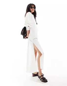 Белое платье-рубашка макси-трапеции Vero Moda