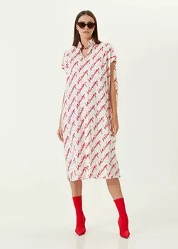 Белое платье-рубашка миди с логотипом Balenciaga