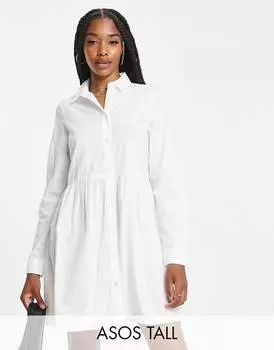 Белое платье-рубашка мини из хлопка ASOS DESIGN Tall