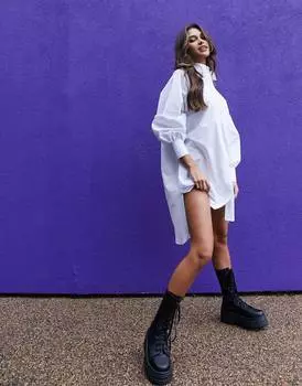 Белое платье-рубашка свободного кроя в стиле бойфренд ASOS DESIGN