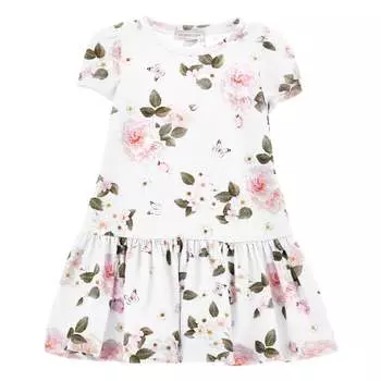 Белое платье с цветочным принтом Monnalisa