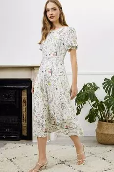 Белое платье с ирисами Baukjen, белый