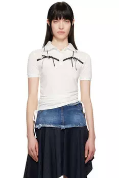 Белое поло из пике с завязками на бретельках Andersson Bell