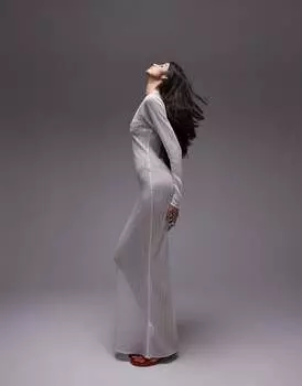 Белое прозрачное трикотажное платье макси Topshop