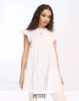 Белое ярусное свободное платье мини River Island