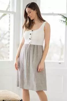 Белое серафиновое платье для беременных и кормящих мам застегивается на пуговицы Seraphine, белый