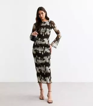 Белое сетчатое платье-миди с абстрактным принтом New Look, белый