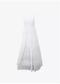 Белое стандартное женское платье с квадратным воротником BBSP23FDR024 Brooks Brothers