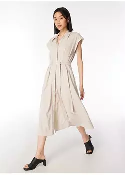 Белое стандартное женское платье с воротником рубашки M1310510-82949-WOVEN MIDI DRESS Mavi